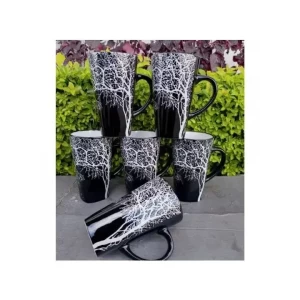 Generic 6pc Ceramic Tea Cups Mugs (Vikombe) Black Long Tree Mugs