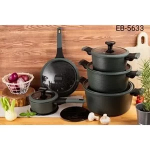 EDENBERG 10 Pieces Induction Non Stick Cookware Set Gray 10pc