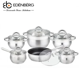 EDENBERG EB-3720 12PCS Stainless steel High Quality Cookware Set Cooking Pots Sufuria As shown in the figure 12pcs