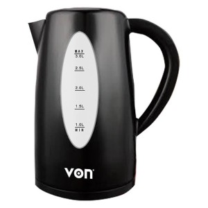 Von VSKL03BNK Cordless Kettle , 3L - Black